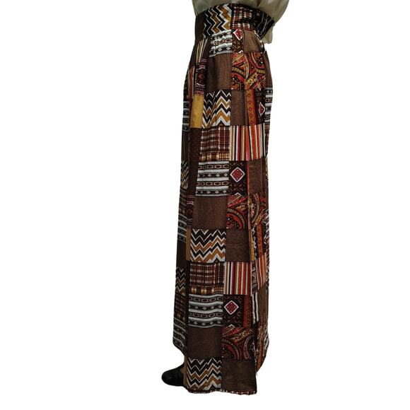 1960s Light Weight Patchwork Maxi Skirt 12.5 Inch Waist Size XXS Handmade - Picture 1 of 6